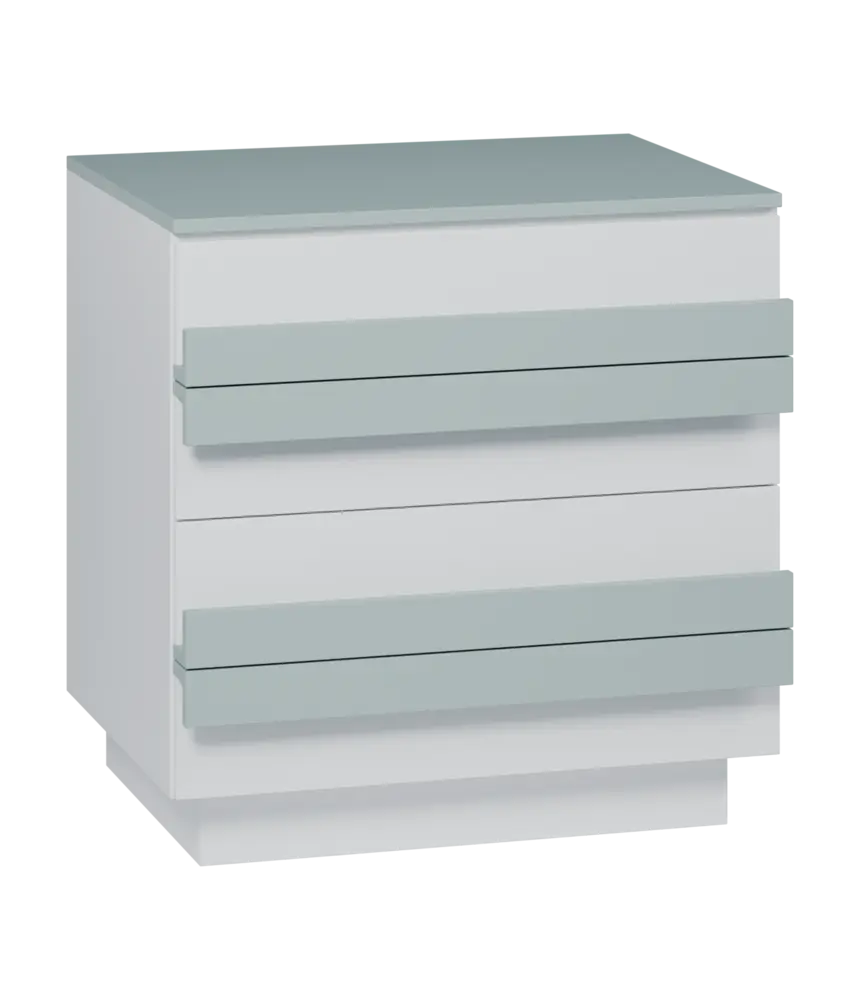 QL 2 - 84Z skříň šatní, 4-zásuvková, 820x800x620 mm, bílá/beton zelinkavý